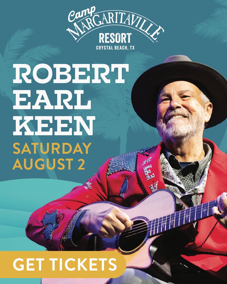 robertearlkeen's tweet image. Crystal Beach! A new show’s just been added—Saturday, August 2 at Camp Margaritaville Resort! 🍹
Robert Earl Keen is bringing the music to the coast for one unforgettable night.🎸
Tickets are available now—don’t wait:
loom.ly/f5Ny_UM