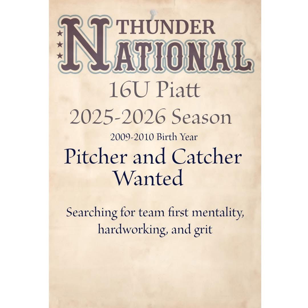 We are looking to add an elite pitcher and catcher to our roster. 

Send DMs to Coach Erin 'Drinnin' Piatt
Or text/call 402-672-3280