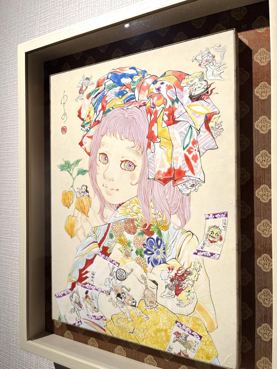 絵画「あたしはしっぽ ボクはあたま」猫2匹赤魚