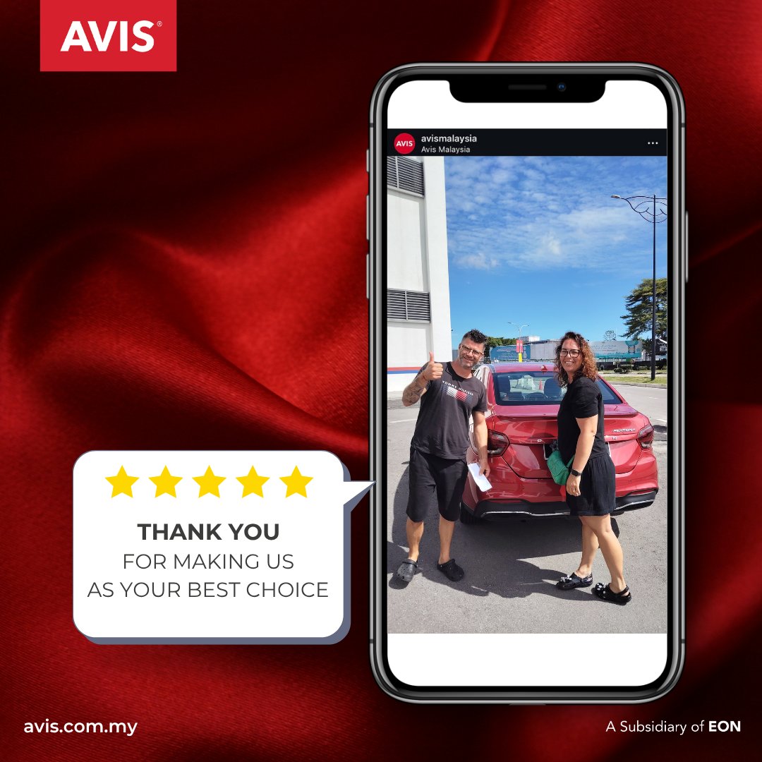 AvisMalaysia's tweet image. From pick-up to drop-off, your trust fuels us. Thank you.
Book now, pay later: 🌐 avis.com.my | 📧 sales@avis.com.my

#DrivenByTrust #AvisMalaysia #AlwaysWithYou