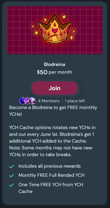 NeciaHeda_'s tweet photo. ₊˚⊹ If anyone is interested in my YCHs, but would like a more affordable option I have 1 slot left each for Dark Bloom tier and Blodreina tier! 

🌻Dark Bloom: Monthly sketch YCH
🩸Blodreina: Monthly full rendered YCH

---
🔗 down in comments ⤵ https://t.co/WvBRpOjdKL