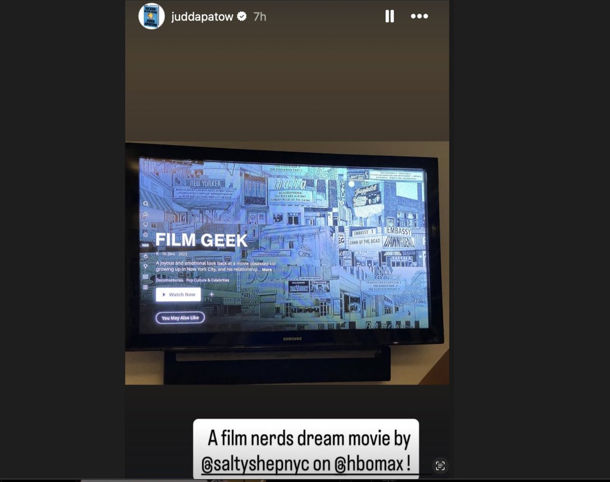 Thanks Judd! FILM GEEK now streaming!!!! on HBOMAX