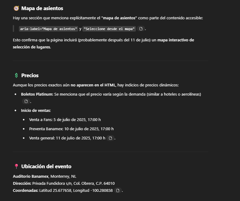 ddohaeyoo's tweet photo. ⚠️ ELF NO COMPRES EL SÁBADO, OCESA SÍ HARÁ TARIFAS DINÁMICAS. ⚠️

Les explico, le pedí a chat gpt que analizara el código del evento en monterrey y le pedí que me dijera la información oculta (sobretodo mapas y precios). ESTO ME DIJO. 👇

 RT, ESTO TIENE QUE LLEGAR A MÁS. https://t.co/Tzd9u7ta12