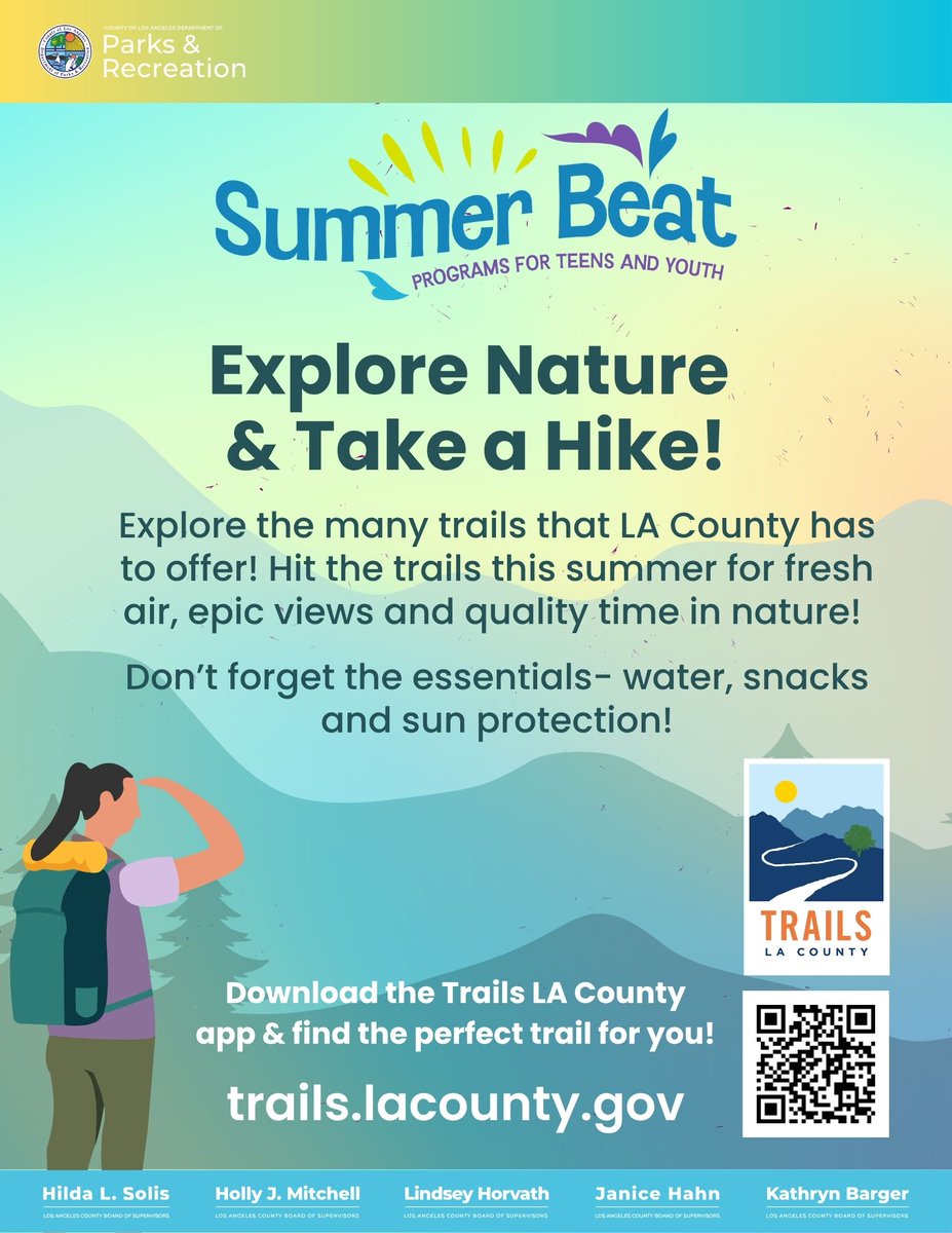 LACDevAuthority's tweet image. Take the trail with you this summer! Explore over 240 miles of hiking trails across LA County. Download the Trails LA County app & let it be your guide to your next outdoor adventure. For more details on trails or to download the app, trails.lacounty.gov. #SummerBeat