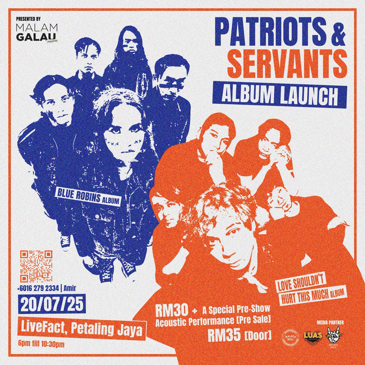 🚨Patriots X Servants Album Launch

Ticket includes a pre-show acoustic set! New merchandise will be available at the venue. 

Get your tickets here: linko.page/patriotsxserva…
