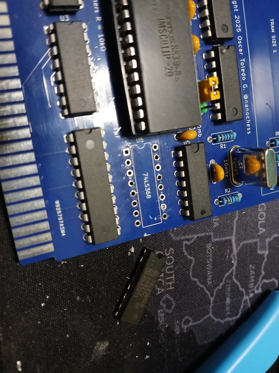 nanochess's tweet image. Ok. I made a mistake. I should have put a 74LS367 instead of a 74LS368. I had to disassemble ISERVER to be sure. Notice how it extracts bit 0 and complements it. Now, the Occam compiler works. It&apos;s very hard to use! #retro #transputer