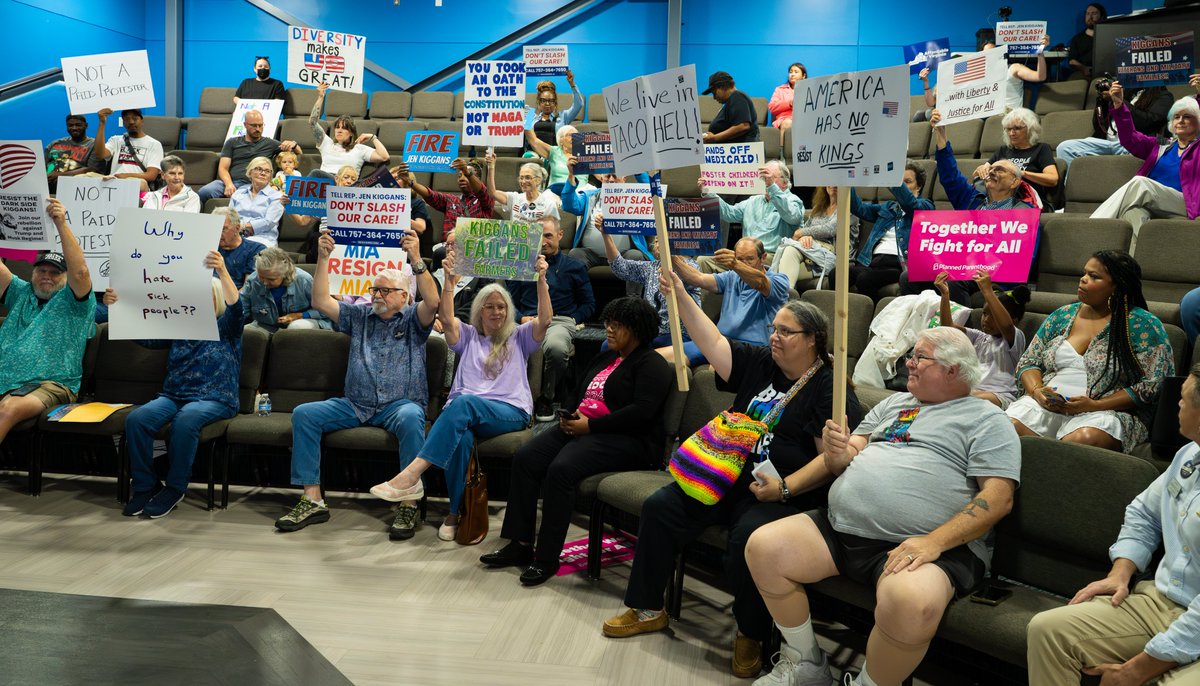 Affordable_Va's tweet image. Neighbors in Suffolk came together tonight with a clear message for @RepJenKiggans: vote NO on this cruel budget that guts care for veterans and working families!