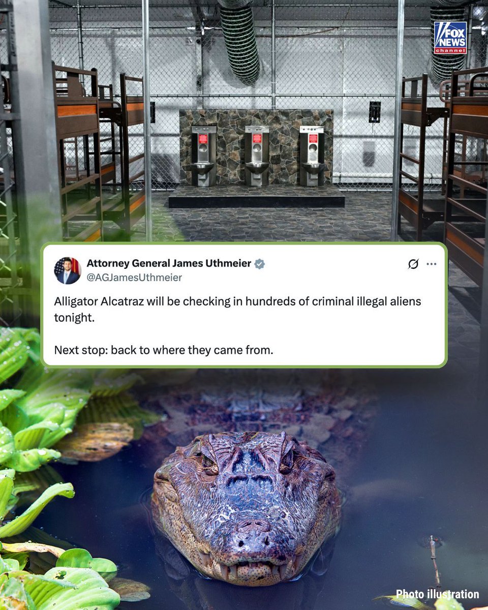 Fox News (@foxnews) on Twitter photo Florida's attorney general <a href="/AGJamesUthmeier/">Attorney General James Uthmeier</a> announced that the new Florida everglades migrant detention center, 'Alligator Alcatraz,' is open and will start accepting migrants tonight. Florida's attorney general <a href="/AGJamesUthmeier/">Attorney General James Uthmeier</a> announced that the new Florida everglades migrant detention center, 'Alligator Alcatraz,' is open and will start accepting migrants tonight.
