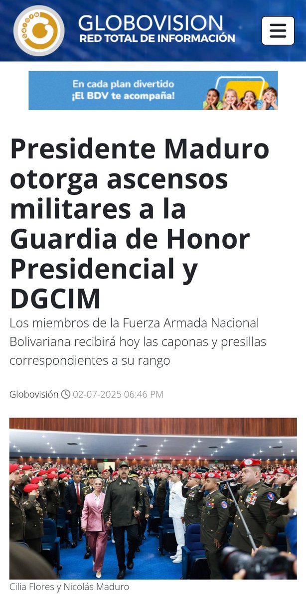 2️⃣#Combate
📍Maduro, durante el acto ascenso de la Guardia d cosas Honor destacó la capacidad militar del país para "combatir y derrotar", en "todos los escenarios", a la violencia que  proviene de Colombia, así como de "otras partes del mundo", -que no especificó-.