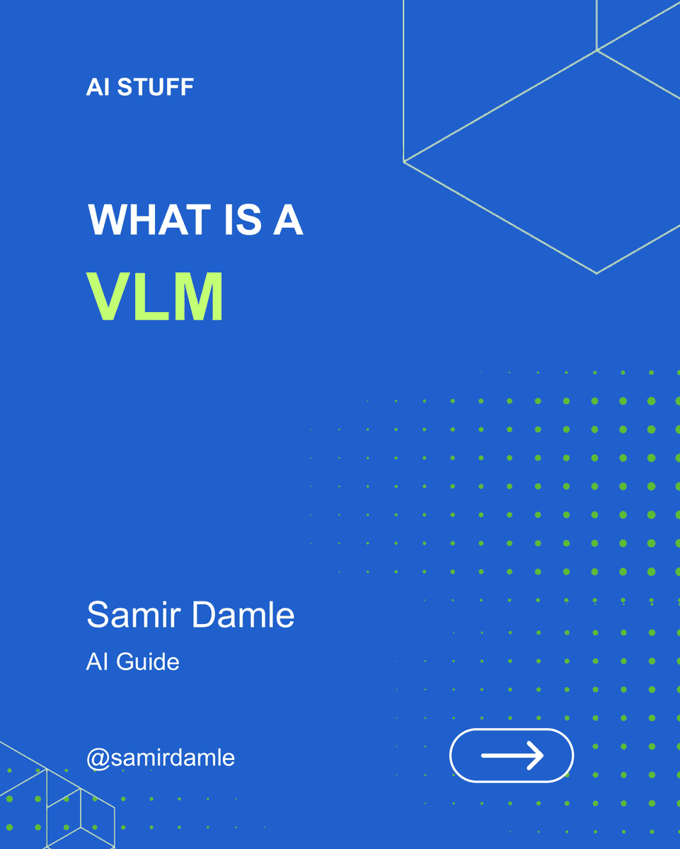 samirdamle's tweet photo. 🤔 What is a VLM?
       2-minute intro

👉 A Vision-Language Model (VLM) is AI that understands both images (or video) and text, combining vision and language skills.

⭐️ Like you vividly describing a movie you watched to your friend over the phone.

🤓 Why does it matter? Examples? How to use?

👇 View this thread to find out in 2 mins.

📺 Video tutorial at the end.