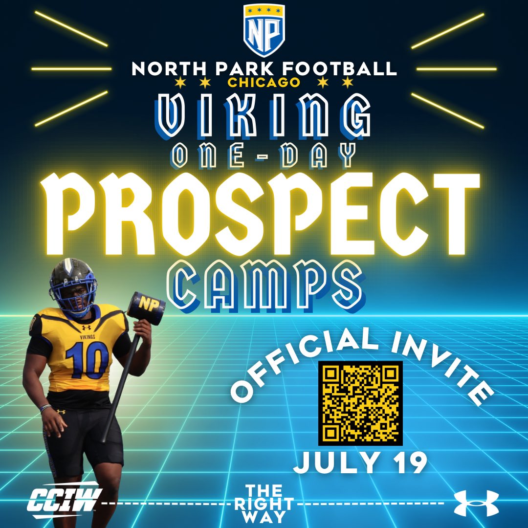 North Park Football (@npufootball) on Twitter photo Join us for our Viking Prospect Camp July 19! Come SHOW OUT and show your skills! Scan below or contact Coach Rooker <a href="/CoachRook/">Kyle Rooker</a> or <a href="/prentice_fb/">Anthony Prentice</a> #TheRightWay <a href="/VikingsNPU/">North Park Vikings</a> <a href="/npuchicago/">North Park University</a> Join us for our Viking Prospect Camp July 19! Come SHOW OUT and show your skills! Scan below or contact Coach Rooker <a href="/CoachRook/">Kyle Rooker</a> or <a href="/prentice_fb/">Anthony Prentice</a> #TheRightWay <a href="/VikingsNPU/">North Park Vikings</a> <a href="/npuchicago/">North Park University</a>