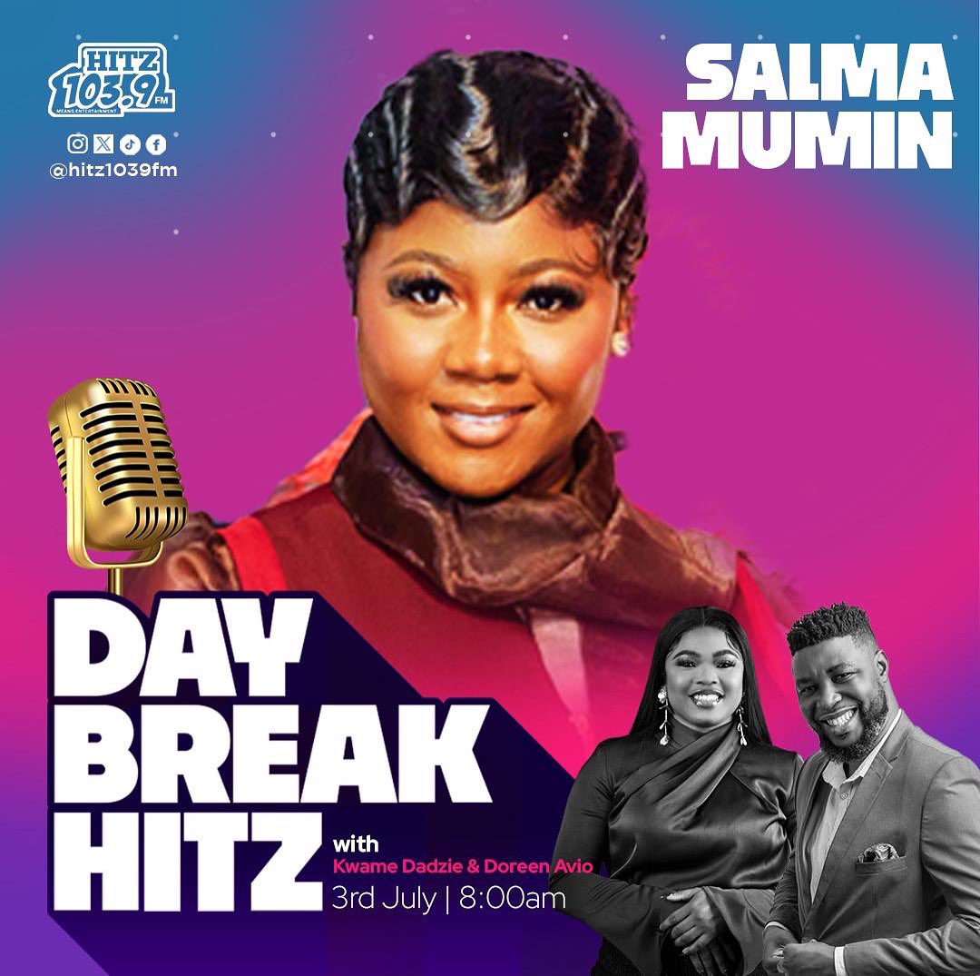 Hitz 103.9 FM (@hitz1039fm) on Twitter photo Actress, entrepreneur and producer <a href="/salmamumingh/">salmamumingh</a> will be live on #DaybreakHitz with <a href="/Kwamedadziegh/">Kwame Dadzie</a> and <a href="/DoreenAvio/">Doreen Avio</a> today. Actress, entrepreneur and producer <a href="/salmamumingh/">salmamumingh</a> will be live on #DaybreakHitz with <a href="/Kwamedadziegh/">Kwame Dadzie</a> and <a href="/DoreenAvio/">Doreen Avio</a> today.