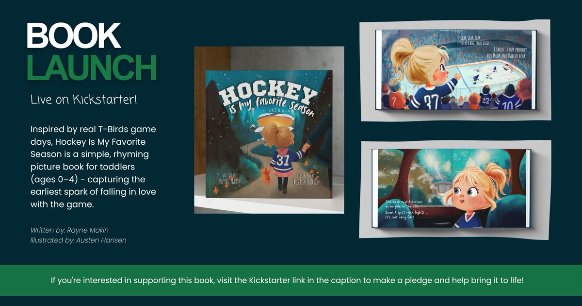 SeattleTbirds's tweet photo. An author within the T-Birds family! 

Hockey Is My Favorite Season is a rhyming picture book inspired by the experience of a little girl growing up around the Thunderbirds, cheering on her dad behind the bench.

Written by Rayne Makin
Illustrated by Austen Hansen

Official launch: August 2025
📘 https://t.co/QPTRoq34uh