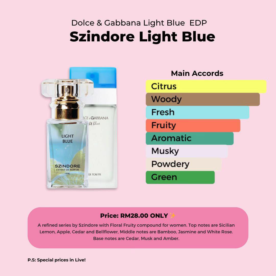szindorw's tweet image. Some scents don’t need to shout to be noticed ✨

💙 Light Blue – fresh, citrusy &amp;amp; clean. Macam angin laut waktu pagi.
🤍 Devotion – soft floral + sweet calmness. Wangi yang rasa tenang &amp;amp; selamat.
Simple, gentle, and unforgettable.

#SzindoreWomen #LightBlue #DevotionVibes