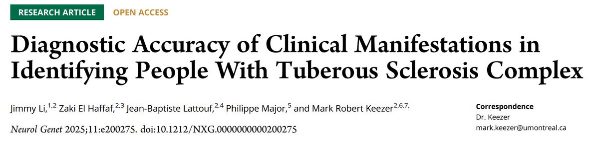 Jimmy Li (@neurolojimmy) on Twitter photo Up to 15% of people with #TSC lack an identifiable genetic mutation. Our new study shows that assessing brain & skin manifestations is highly sensitive (98.7%) for diagnosing TSC in family members. tinyurl.com/4bbe25b4 Up to 15% of people with #TSC lack an identifiable genetic mutation. Our new study shows that assessing brain & skin manifestations is highly sensitive (98.7%) for diagnosing TSC in family members. tinyurl.com/4bbe25b4
