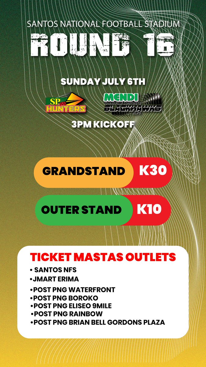 Get your tickets at a ticket master outlet near you. 
🏹🇵🇬❤️