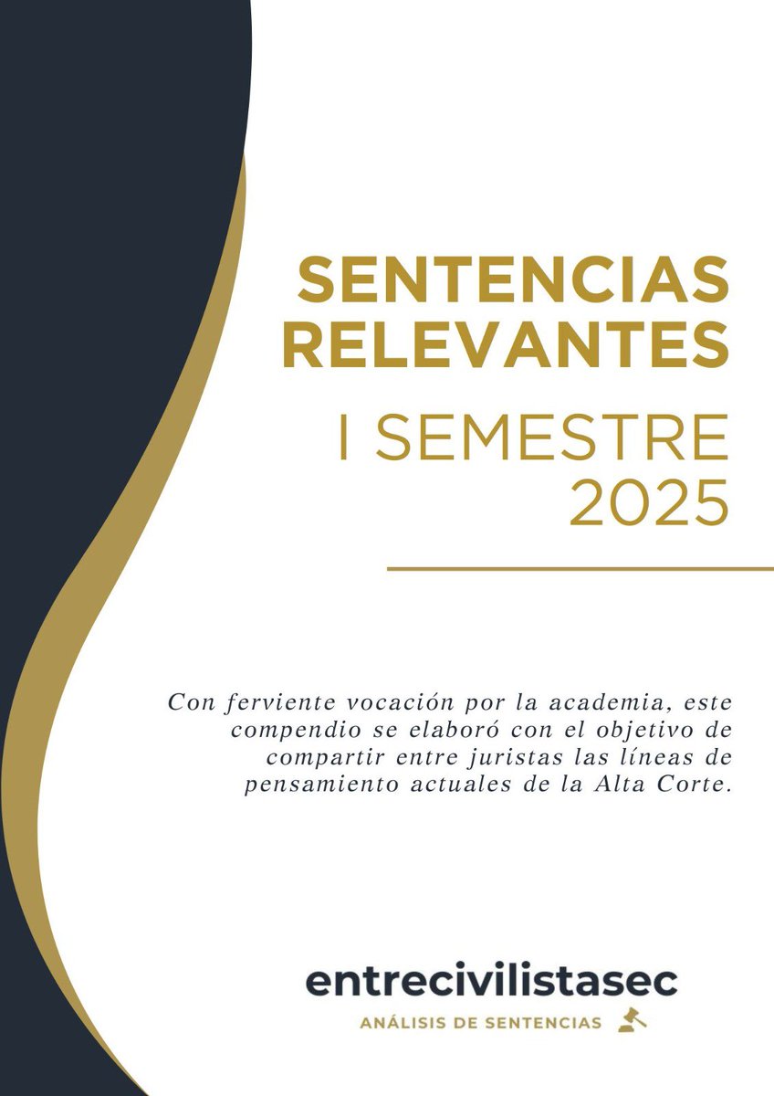 VicenteRonquil7's tweet photo. ��� PRÓXIMAMENTE!!

De 45 pronunciamientos ( enero hasta junio 2025) de la Sala de lo Civil y Mercantil de la CNJ se publicarán las que representen connotaciones sustantivas y procesales.
 
⚠️ Bajo el prólogo de la Dra @EnmaTapiaRivera , presidenta subrogante de la @CorteNacional. https://t.co/wdFH3EbPyn