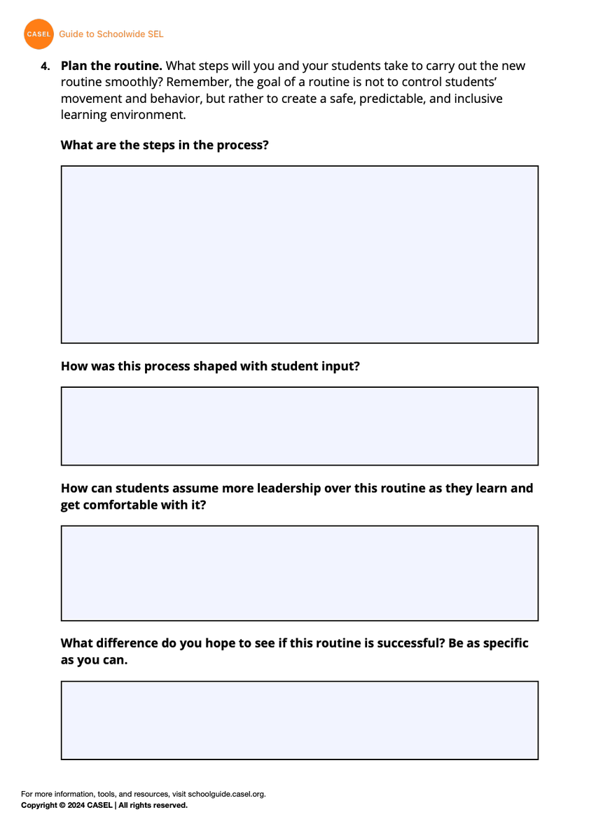 Classroom routines can be powerful tools to support agency, leadership and a sense of belonging!

Check out this approach for planning routines and responsibilities this fall, via <a href="/caselorg/">CASEL</a>: schoolguide.casel.org/content/upload…

#SchoolCulture