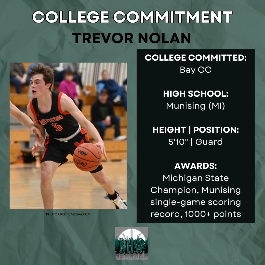 northhoopsworld's tweet image. Trevor Nolan (Munising) has committed to Bay College!
The 5’10” guard was a 1st-team All-Skyline Central and All-UP selection. Munising won the 2023 Division 4 State Title in Michigan.
Click the link for other 2025 commits!
northwoodshoopsworld.blogspot.com/2025/03/2025-c…