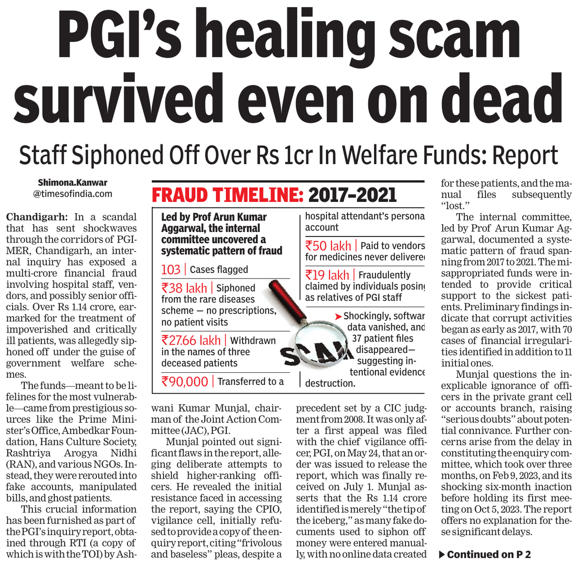 shimonakTOI's tweet image. Feeding on the dead and poor patients and still waiting for a probe to unearth the higher ups at PGI #Chandigath ! A scam going on since years , was unnoticed when many approvals are required to sanction medicines using poor free grants. This doesn't make sense unless I'm…