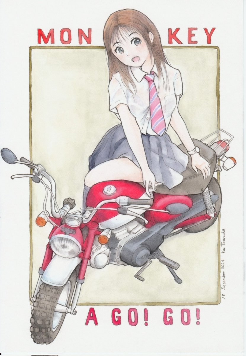 「#斜め上俯瞰選手権 俯瞰に赤いモンキーばっかりで描いているのは、プラモデルでバラ」|Kaz Tsuruokaのイラスト
