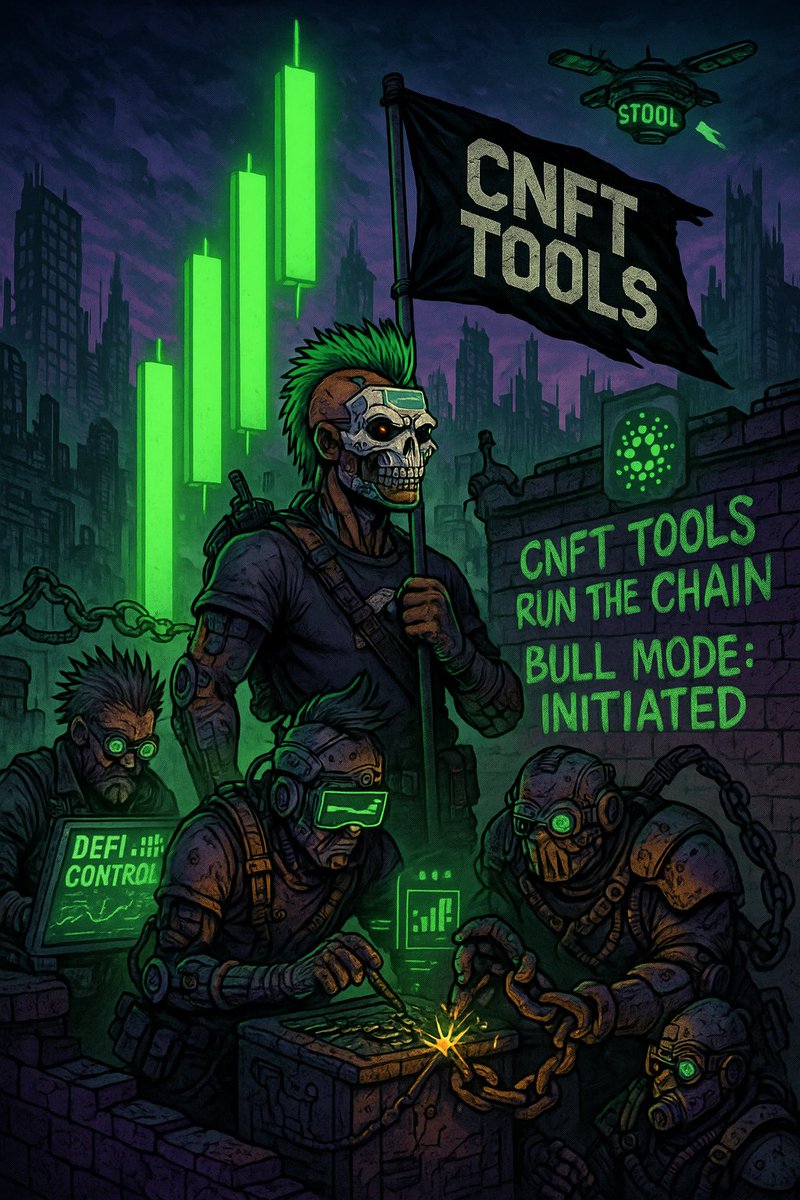 sirsimba55's tweet image. TOOLHEADS ARE ONLINE. GREEN BARS ARE BACK.
@CnftTools 

🔩 Chain repaired
📈 DeFi control engaged
🚀 $ADA primed for liftoff

We don’t follow the bull market—we build it.
#CNFTTOOLS run the chain. 🛠️
BULL MODE: INITIATED.

READY?!?!