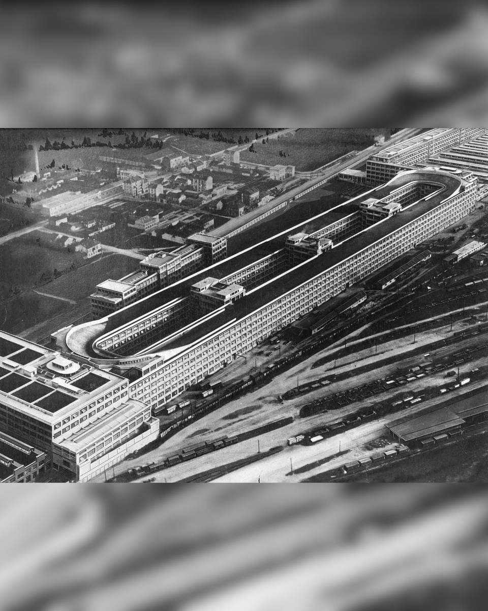 HistoryInPics's tweet photo. Fiat's Lingotto plant in Turin, once Europe's most advanced car factory, boasted a rooftop test circuit. Closed in 1982, it was transformed into a modern complex by Renzo Piano, preserving the iconic track, still visitable today. https://t.co/SCllkueyJc