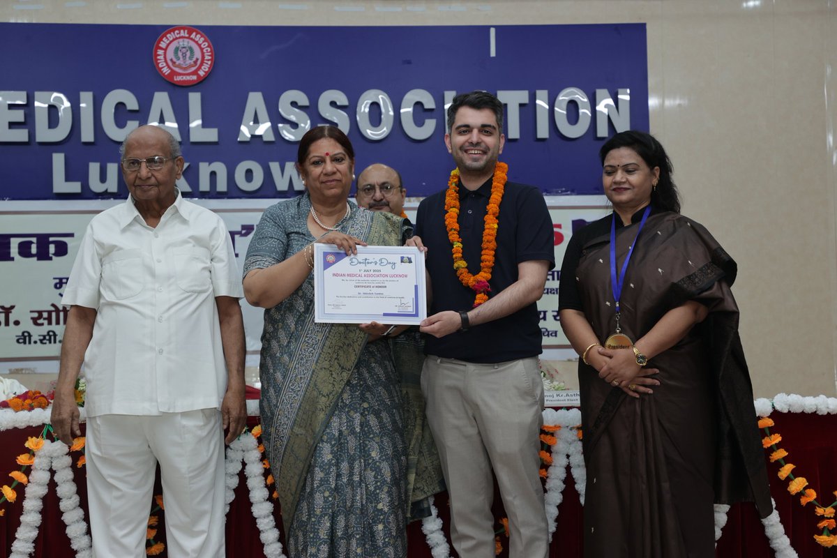 I'm deeply honored to share that on Doctor's Day, I was felicitated by IMA Lucknow for my contributions to Sleep Medicine. The recognition, presented by the esteemed Padma Shri Prof. Soniya Nityanand, Vice Chancellor of KGMU, is a humbling milestone in my journey.