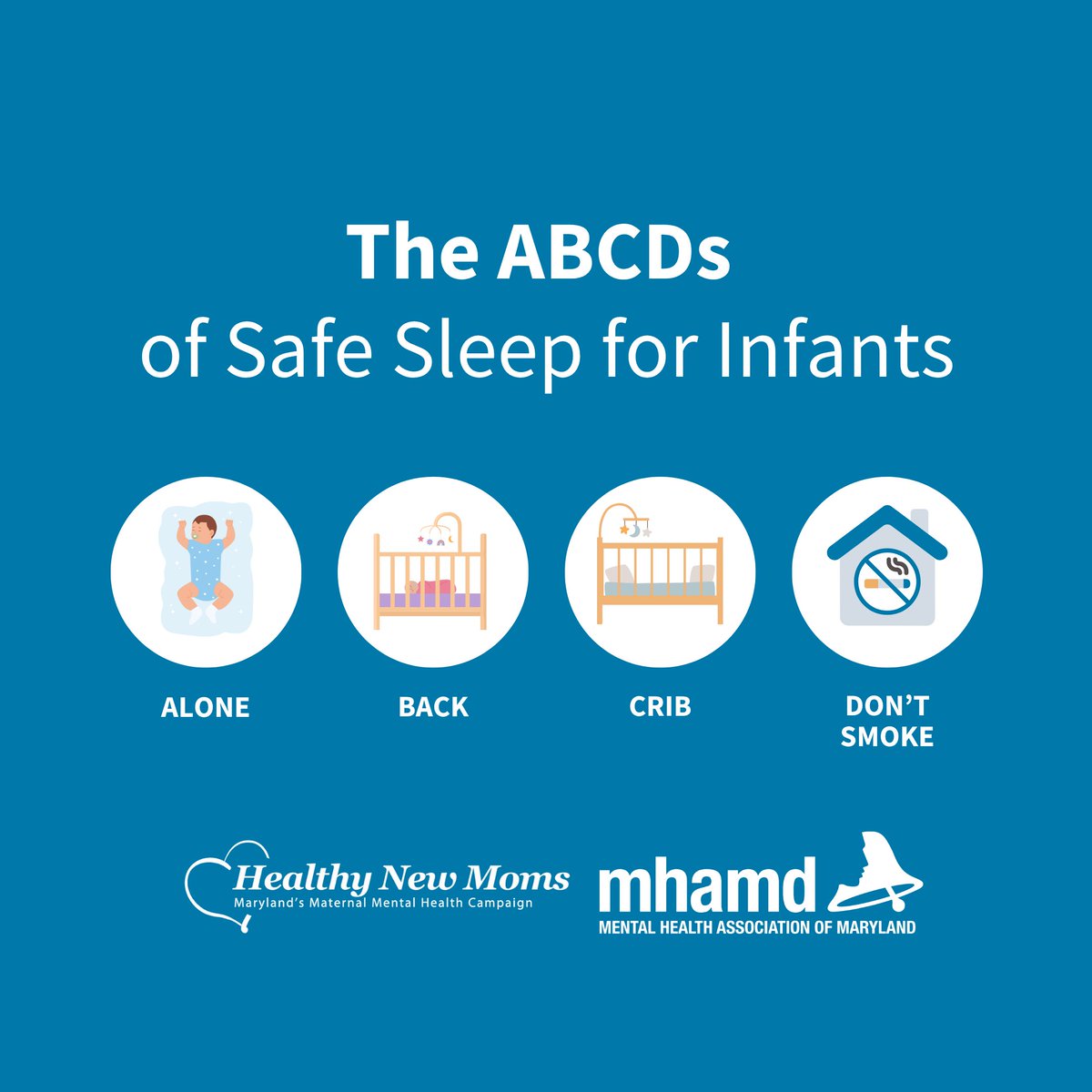 About 3,400 U.S. infants die from SUID each year.

Prevent SIDS with safe sleep: Alone, Back, Crib — No Smoke.

Caregivers can help reduce risk.

Click here for more info: sbee.link/vktqepbd9w

#CMHM #Safesleep #Infant #HealthyNewMoms