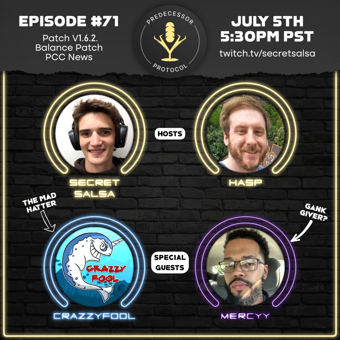 SecretSalsa (@secret__salsa) on Twitter photo Another episode inbound and we are excited to be joined by <a href="/MercyyTTV/">Mercyy</a> and <a href="/CrazzyFooltv/">Crazzyfooltv</a>!
Catch the recording live on Twitch! twitch.tv/secretsalsa
Or find the recording later on out Spotify.
open.spotify.com/show/5vkni4oVf…
<a href="/PredecessorGame/">Predecessor</a>
#podcast #predecessor Another episode inbound and we are excited to be joined by <a href="/MercyyTTV/">Mercyy</a> and <a href="/CrazzyFooltv/">Crazzyfooltv</a>!
Catch the recording live on Twitch! twitch.tv/secretsalsa
Or find the recording later on out Spotify.
open.spotify.com/show/5vkni4oVf…
<a href="/PredecessorGame/">Predecessor</a>
#podcast #predecessor