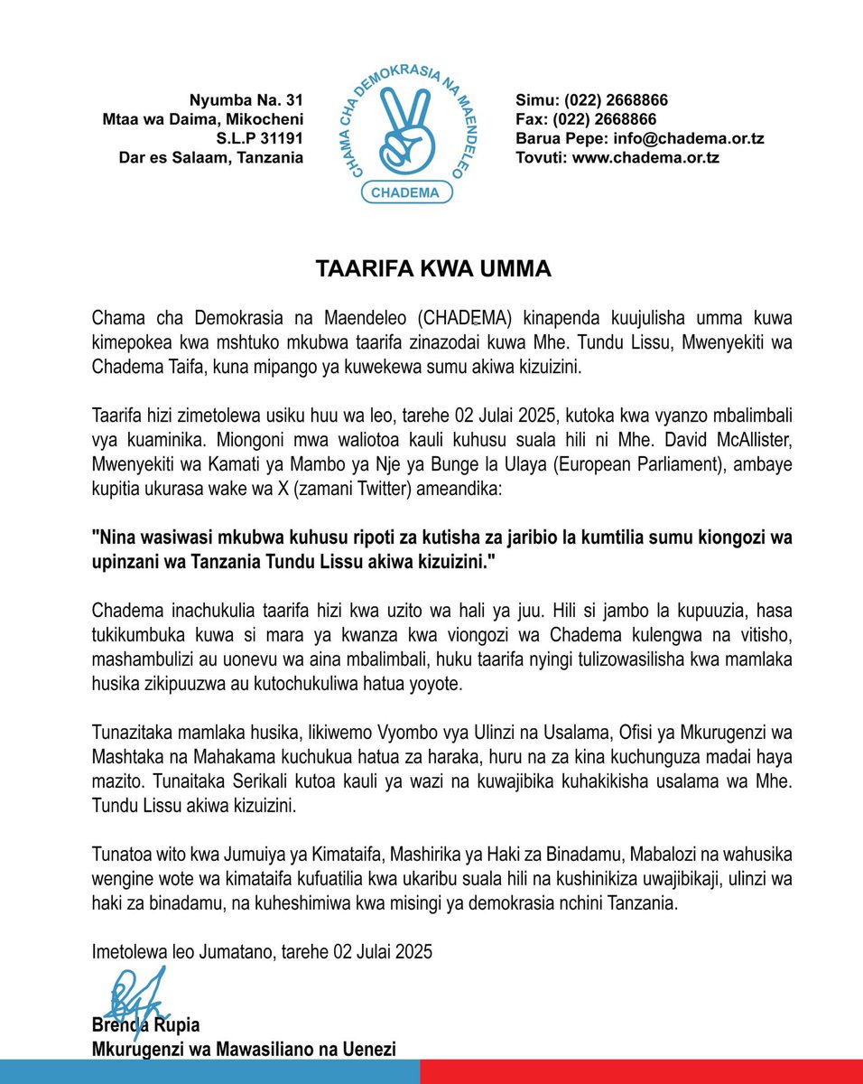 Taarifa Kwa Umma