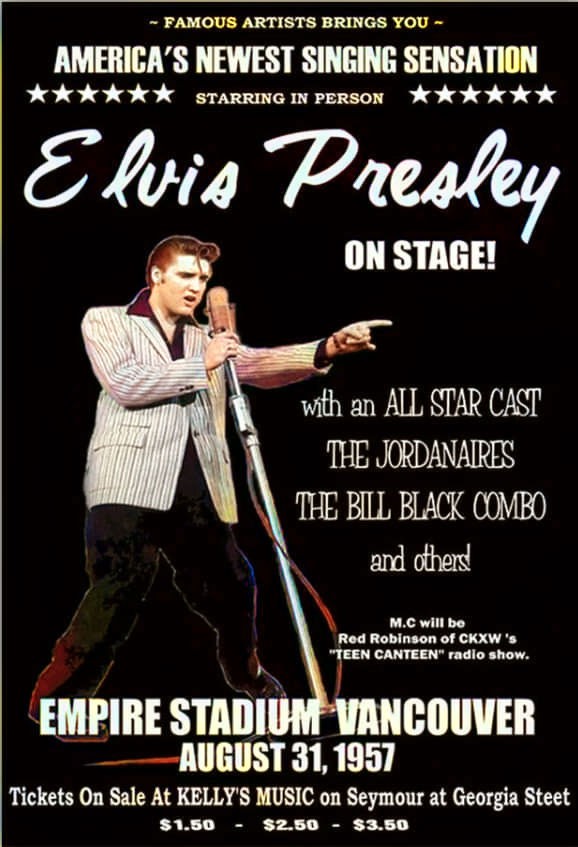 In 1957 a flyer advertises Elvis' show and live performance