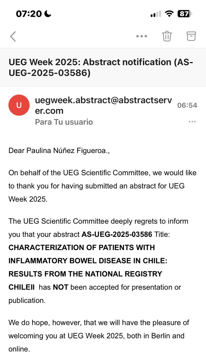 Failure? Maybe. But here in Chile, we believe we're doing things right. Our IBD registry has already reached 2,800 patients. We might not have presented at a congress this time, but we're more committed than ever. #IBD #Chile #ChilEii <a href="/ACTECCU/">ACTECCU</a> <a href="/UegWeek/">UEG Week</a>