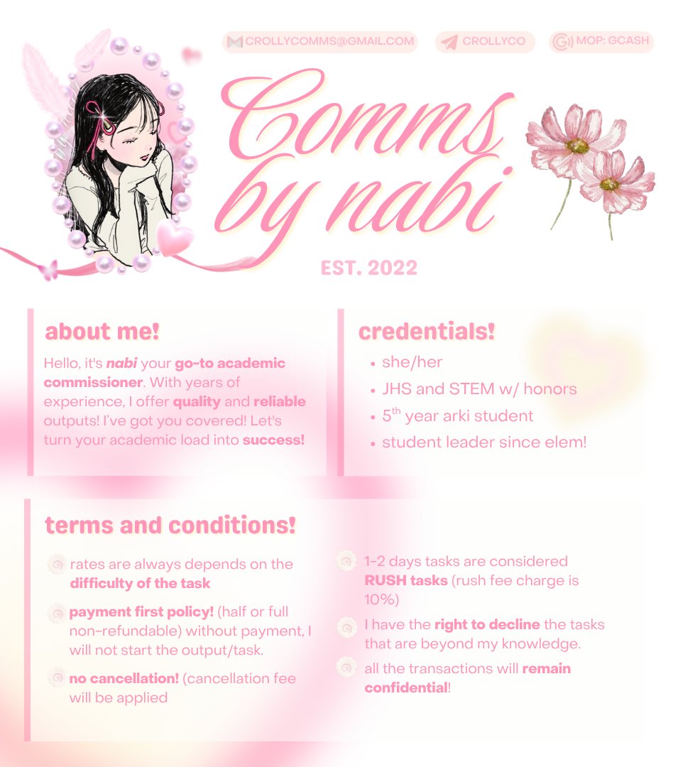 crollyco_'s tweet photo. ⋆⑅˚₊ hi !! welcome to my page ₓ˚. ୭ ✨
feeling overwhelmed with your academic loads? summon me to save your sem! .˚🪄🌙

╰⪼ portfolio: https://t.co/WMpnVlw8BE

☁ #crollyproofs
☁ #craftedbynabi

🪞academically yours, always ₊˚🤍

🏷 lf clients commstwt academic commission https://t.co/Mqj0QpIwkK