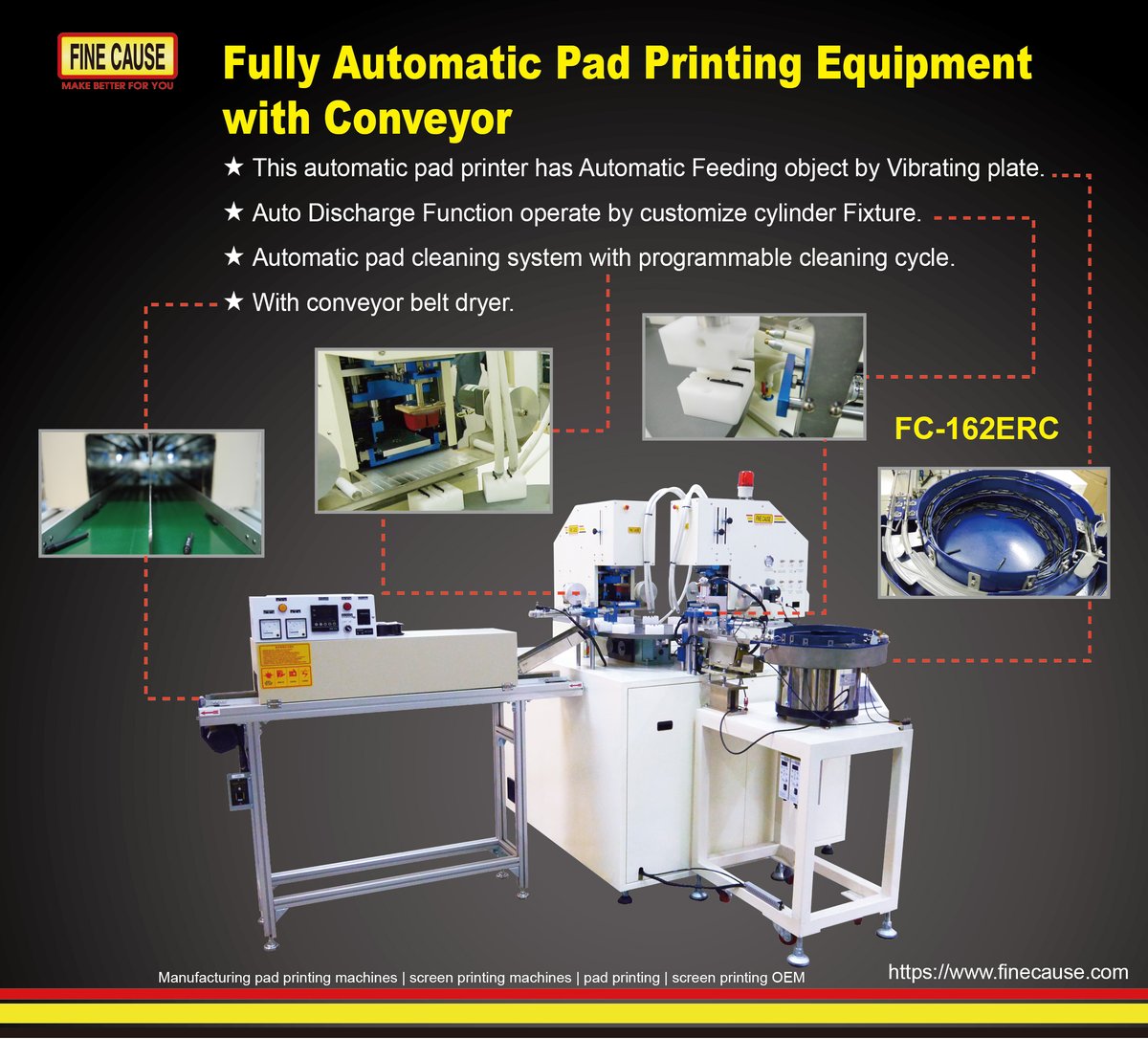 FinecausePrint's tweet image. 🎯 Ready to Print Smarter?
Say goodbye to manual hassles and hello to precision with the FC-162ERC Fully Automatic Pad Printing Equipment!
finecause.com/product/ee2Yp6…

#PadPrinter 
#PadPrintingEquipment
#2ColorPadPrinter 
#PadPrintingMachine 
#PrintingAutomation 
#ConveyorPadPrinter