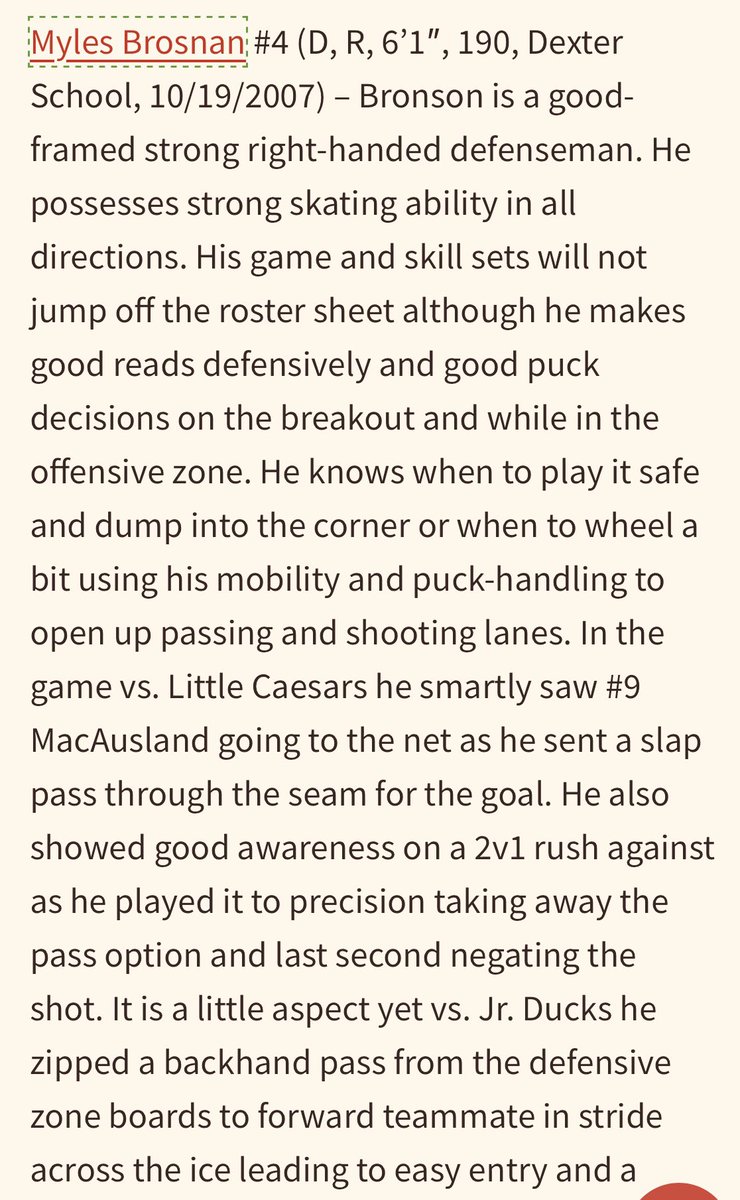 3.75⭐️ Myles Brosnan to Harvard. High ceiling player with a versatile game and excellent intangibles. USA U18 Nationals 👇
👤neutralzone.com/player/myles-b…