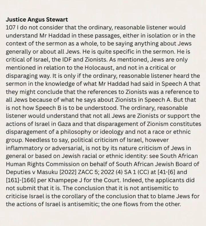So, the Australian Federal Court has ruled that speaking out against the israeli regime, the IDF, and zionists is not antisemitic.
Here’s the relevant part of the finding.
#auspol