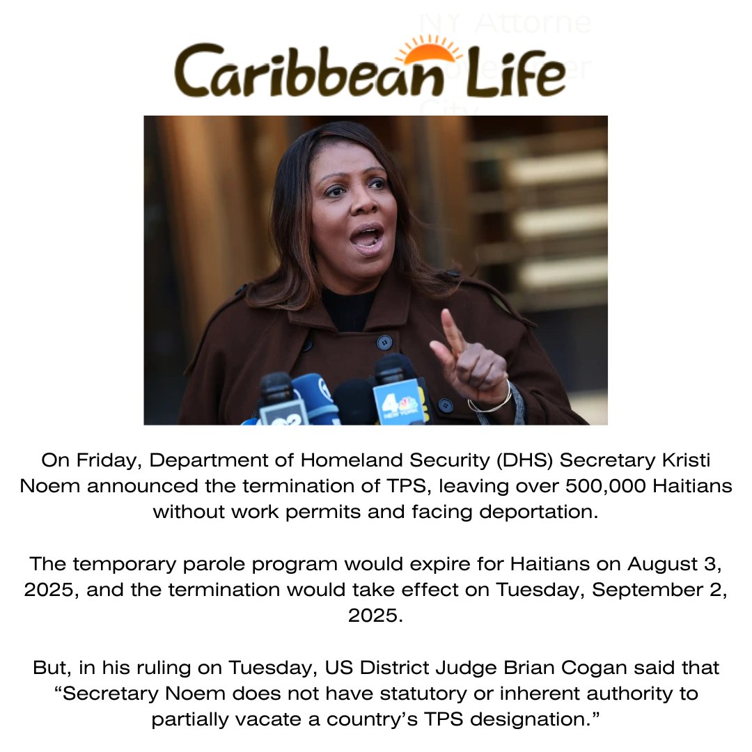 AMBichotte's tweet image. I welcome today’s ruling upholding the #TemporaryProtectedStatus for over 520,000 Haitians 🇭🇹
Judge Cogan's decision upholds our constitutional values; recognizing the horrific realities in Haiti, while defending the legal rights of Haitians who built their lives here & call the…