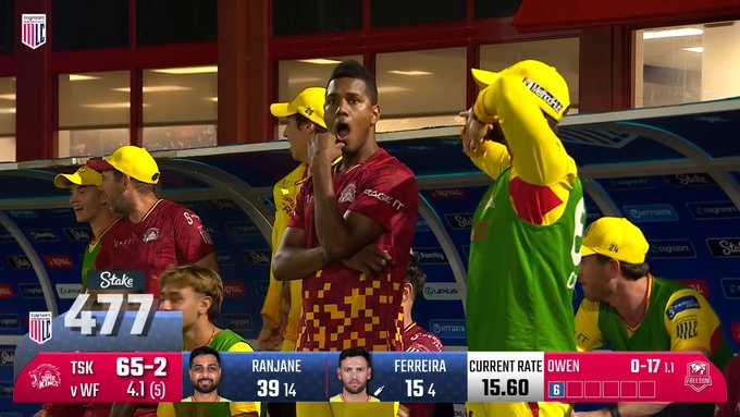 What an incredible hit by Donovan Ferreira! That was almost sent out of the stadium! ☄️ 📹 Credits: Twitter/MLCricket