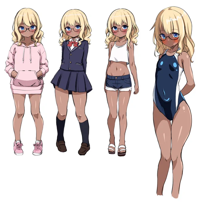 一応作ったけどほったらかしのキャラ ペトラちゃん(1,2枚目 女の子) ギャル男の娘くんと友達(3,4枚目)