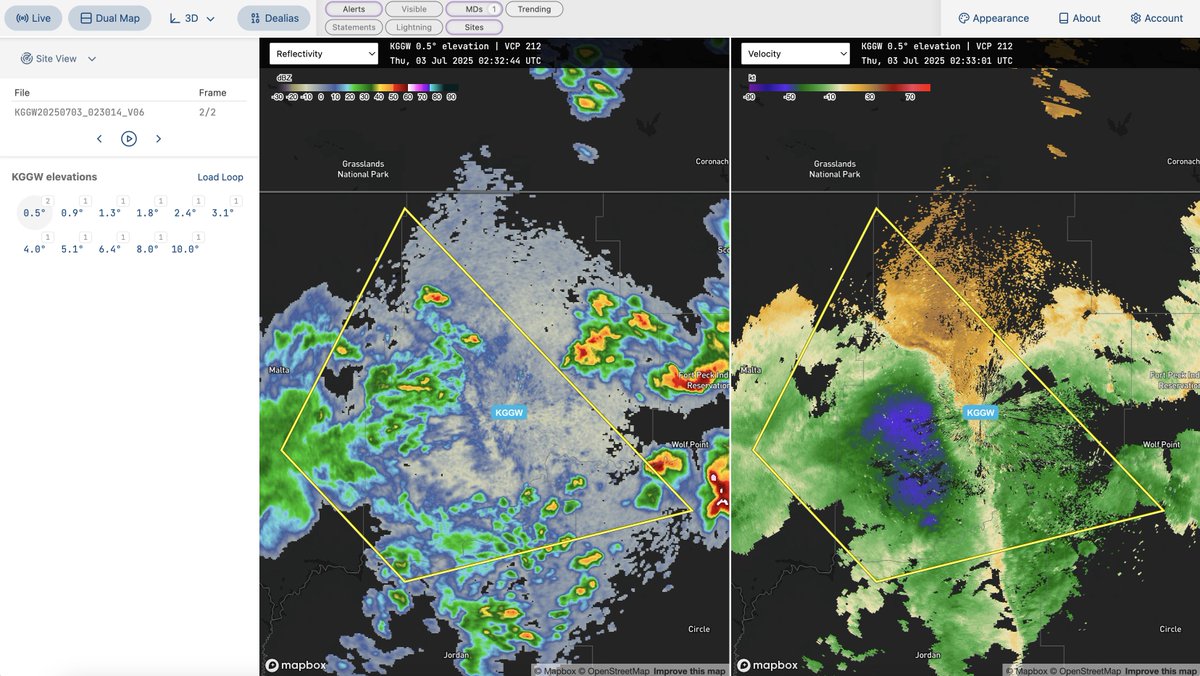 Big ol' Severe Thunderstorm Warning in #mtwx without much precipitation on radar. The wind is there, though.