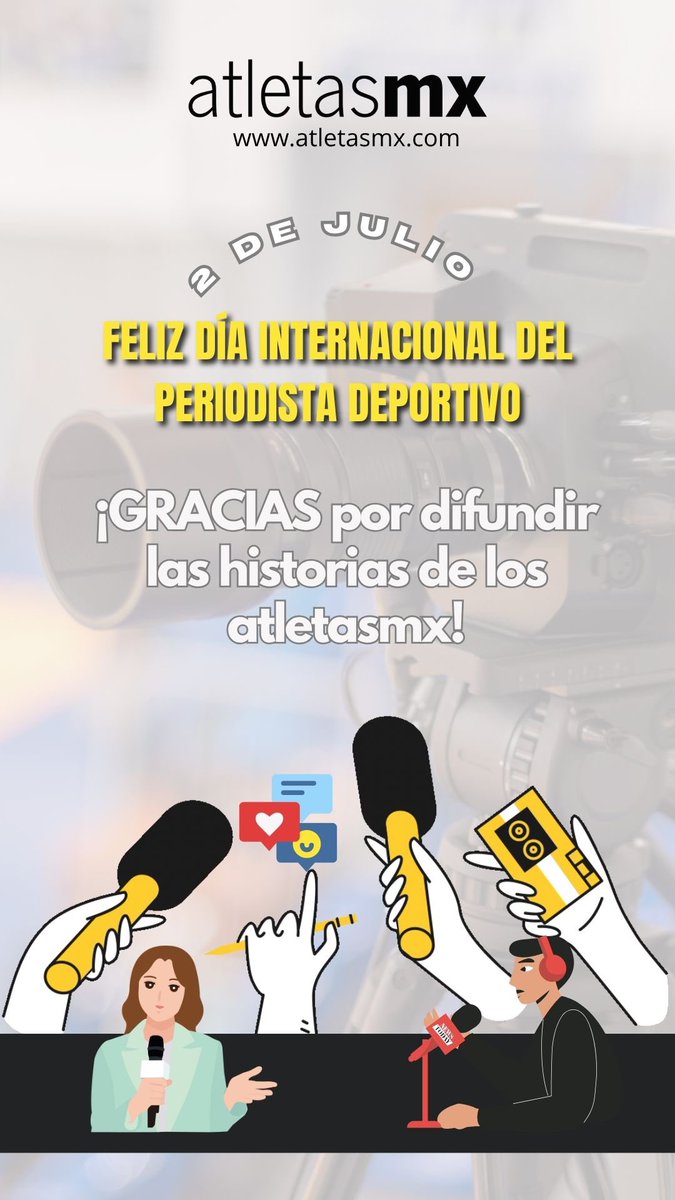 atletasmxof's tweet photo. 🗓️ ¡Gracias a los periodistas deportivos de ayer y de una nueva generación por difundir las historias de nuestros #atletasmx y del deporte en general! Admiramos y respetamos su importante labor periodística. 

📣 2 de julio 👉 Día Internacional del Periodista Deportivo. https://t.co/4i9idMquI0