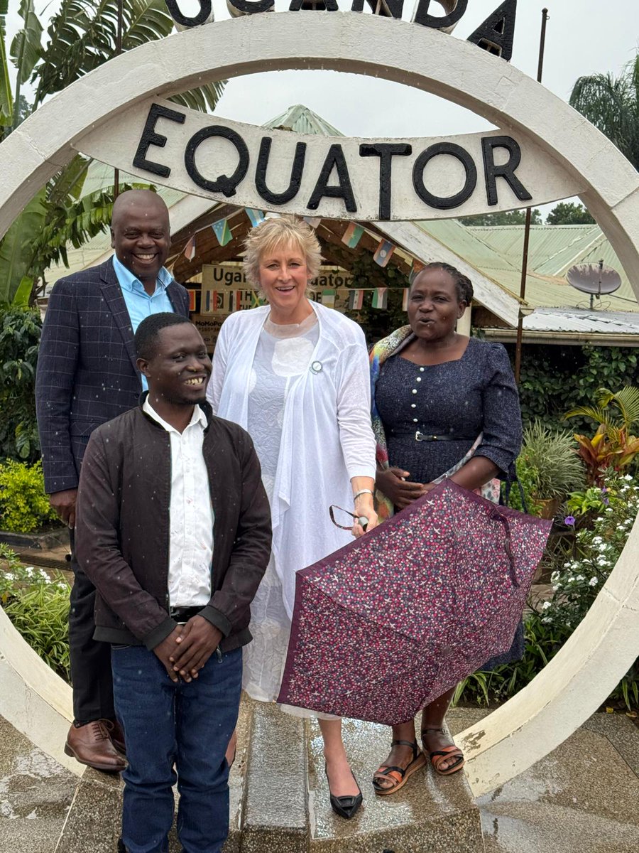 kaltims's tweet photo. Early in the morning we set off from Kampala to Mbarara, Uganda and we had a stop over at the equator. @thewfot President, @theuaot President, Dr Julius Kamwesiga, Scovia Matema and I headed for the cause of starting an OT Bachelor's degree program in Uganda. https://t.co/7eMX4CUHfO