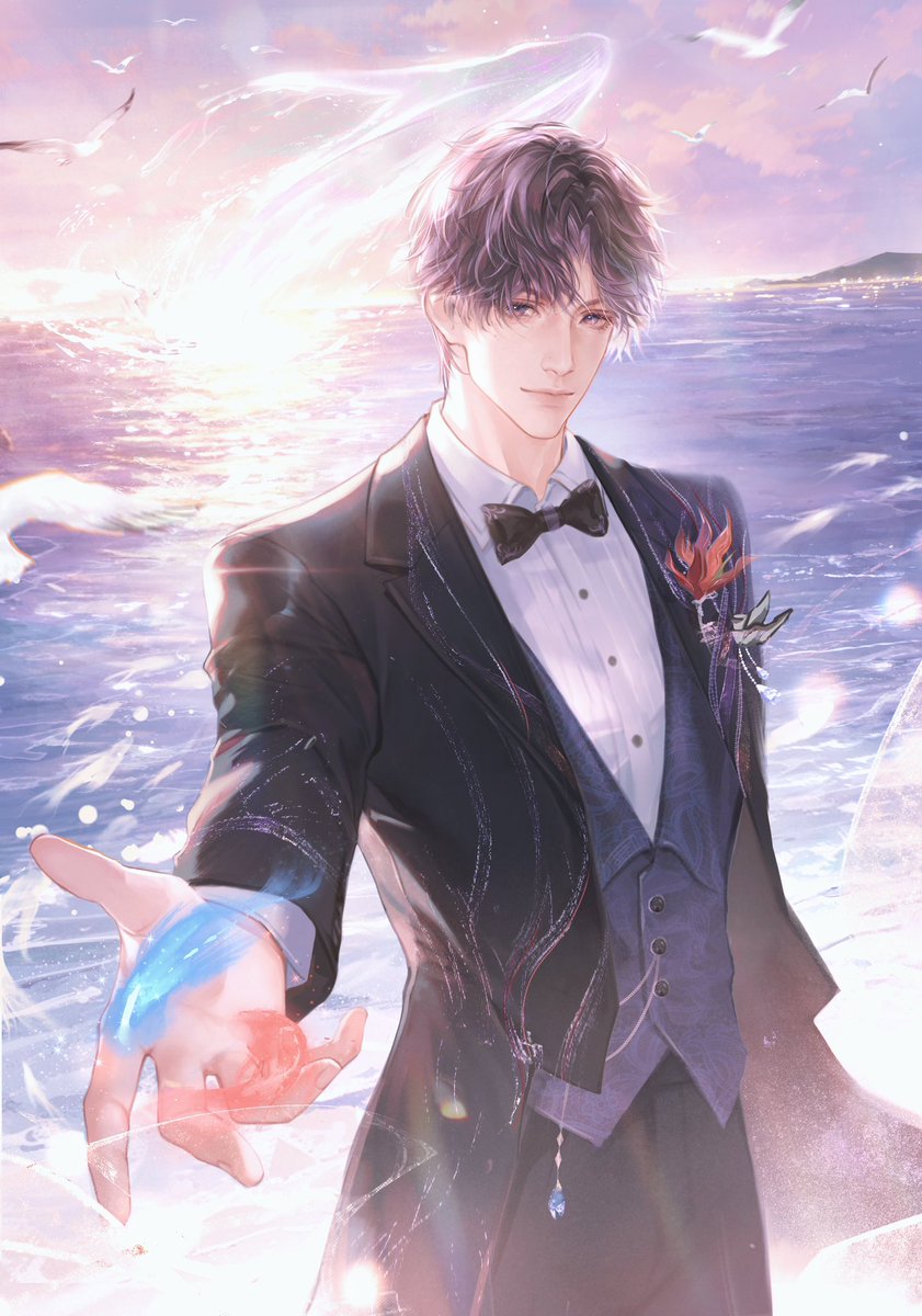 Fatdragon96's tweet image. 在大海的见证下，你愿意吗？
#恋と深空 #ホムラ #LoveandDeepspace #Rafayel #祁煜