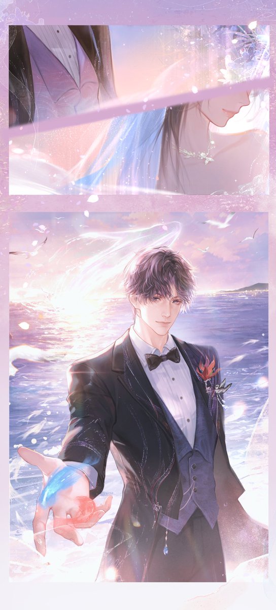 Fatdragon96's tweet image. 在大海的见证下，你愿意吗？
#恋と深空 #ホムラ #LoveandDeepspace #Rafayel #祁煜
