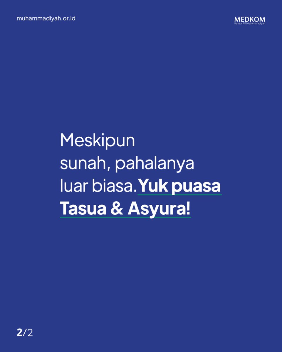 Meskipun sunnah, pahalanya luar biasa! Yuk puasa Tasua &amp; Asyura

#Muhammadiyah #PuasaSunah #Muharram #Meme