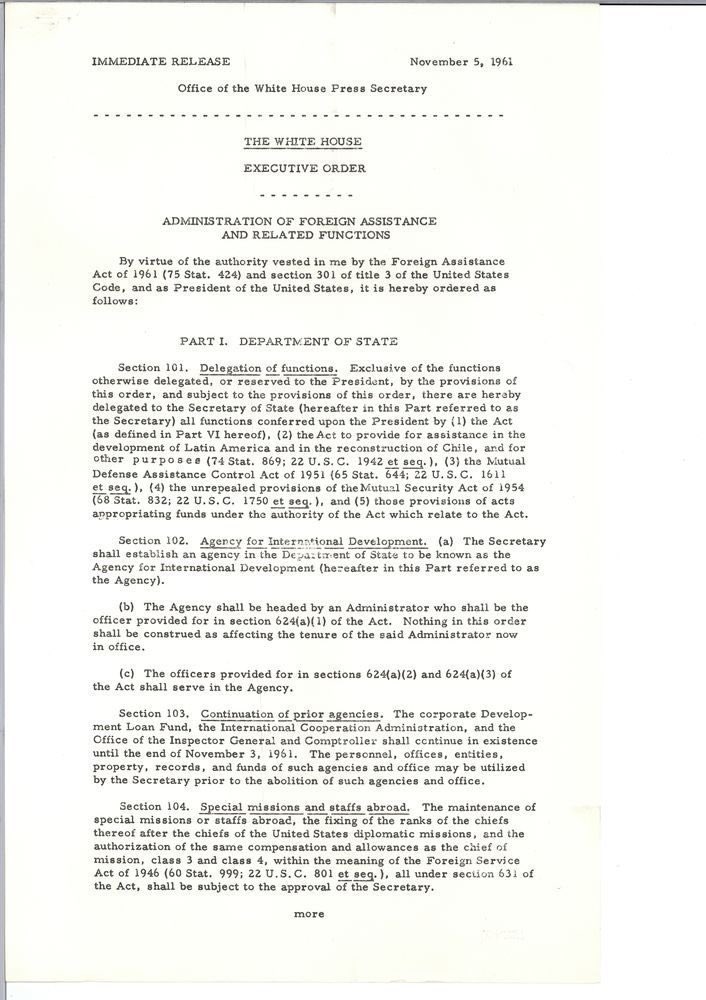 ♦️John F. Kennedy’s 1961 executive order establishing USAID.♦️👇🏻

cc <a href="/Lawrence/">Lawrence O'Donnell</a>