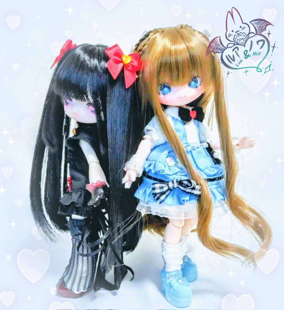 「ノワ～、もっとにこにこするのですよ～！」
「……私は、ルアの分まで真面目でいるだけよ。……だから、あんまり見ないで。」
#ドールオーナーさんと繋がりたい #うちのこかわいい