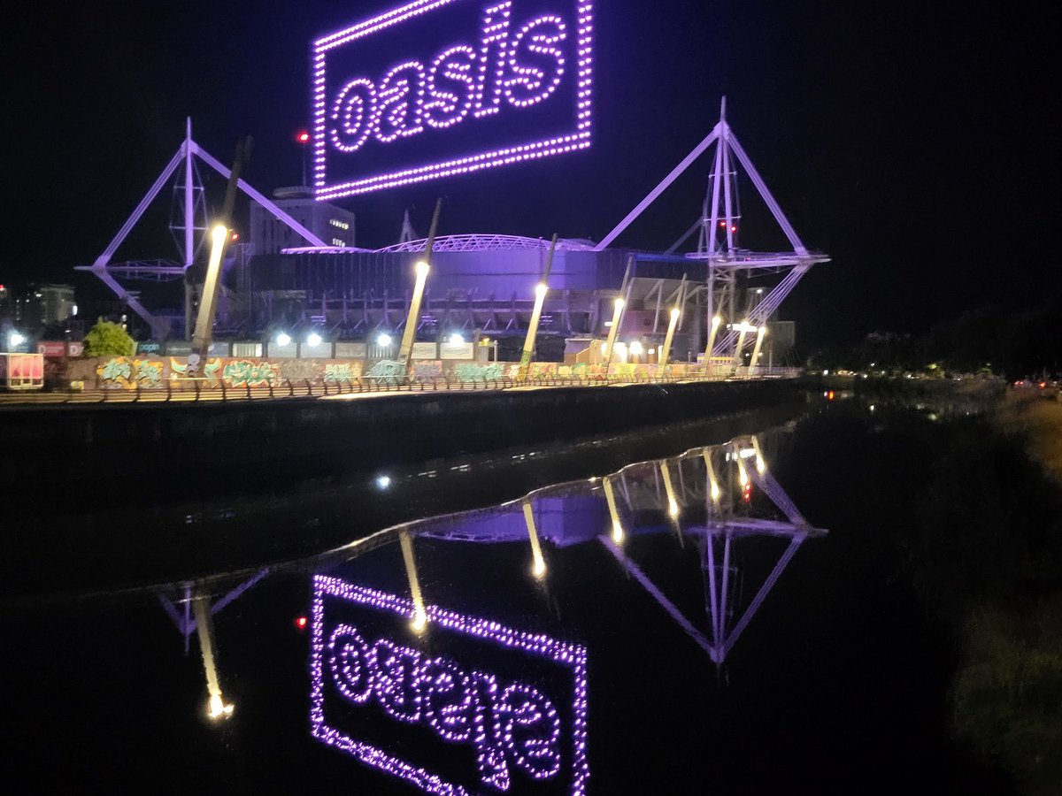 OasisMania's tweet photo. The Oasis logo outside the Principality Stadium in Cardiff

#Oasis25 https://t.co/JH8urH9tN2