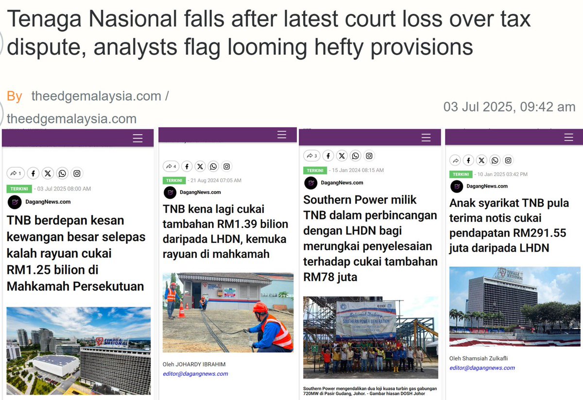 NaratifRakyat's tweet photo. Saya dedah cara licik Madani rompak duit simpanan Rakyat melalui LHDN dan TNB.

Semalam, Mahkamah Persekutuan putuskan TNB perlu bayar RM1.25 bilion kepada LHDN bagi cukai tambahan tahun 2018 (asalnya RM1.8 bilion sebelum diskaun LHDN). 

Sebabnya? TNB kononnya mohon… https://t.co/riCjqFUq5g